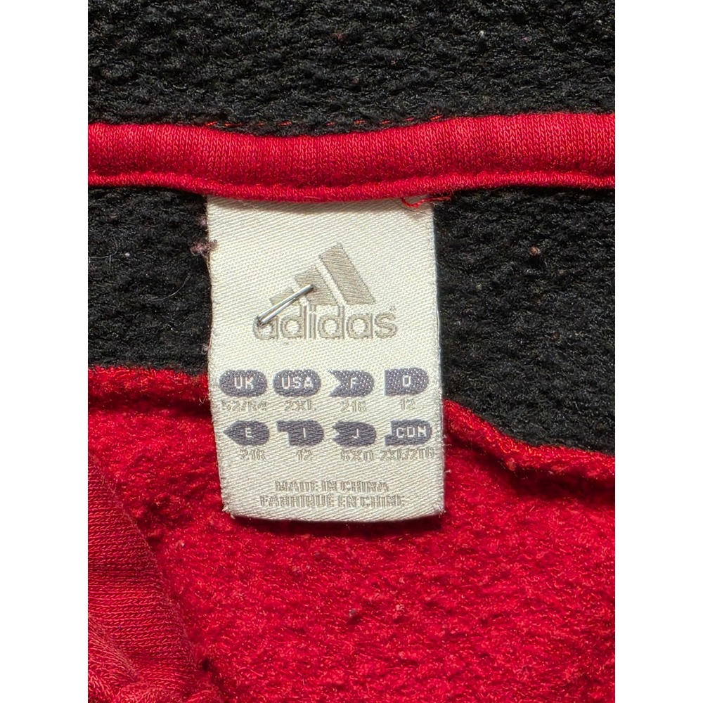 Adidas Mens Red Black White Stripe Pullover Hoodie Fleece Sweatshirt Size 2XL - Picture 2 of 6